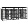 Outdoor Dog Kennel with Roof Steel 99.2 ftÂ²