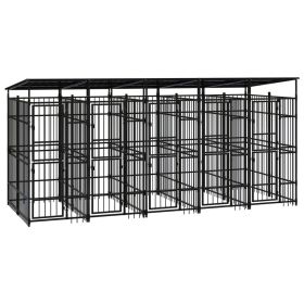 Outdoor Dog Kennel with Roof Steel 99.2 ftÂ²