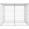 Outdoor Dog Kennel Galvanized Steel with Roof 52.1 ftÂ²