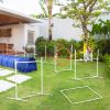 PawHut 8pcs Dog Agility Training Equipment Obstacle Course with Adjustable Jump Ring Weave Poles Square Pause Box Whistle