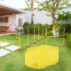 PawHut 4-Piece Dog Agility Training Set Portable Equipment with Weave Pole Jumping Ring High Jump Tunnel Yellow
