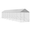Outdoor Dog Kennel with Roof Silver 6.6'x45.9'x8.2' Galvanized Steel