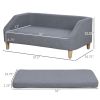 PawHut 38" Dog Sofa for Medium Large Dogs, Dog Couch w/Removable Cushion, Washable Cover, Anti-slip Feet, for Dogs Up to 55 lbs - Gray