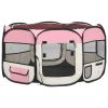 Foldable Dog Playpen with Carrying Bag Pink