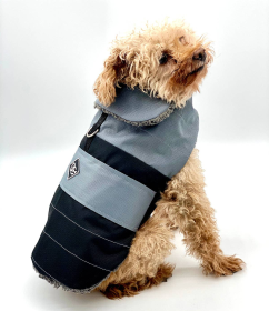 DoggieCoutureNY Water Resistant Coat (Color: Gray & Black)