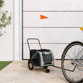 Pet Bike Trailer Gray and Black Oxford Fabric and Iron (Color: Gray)
